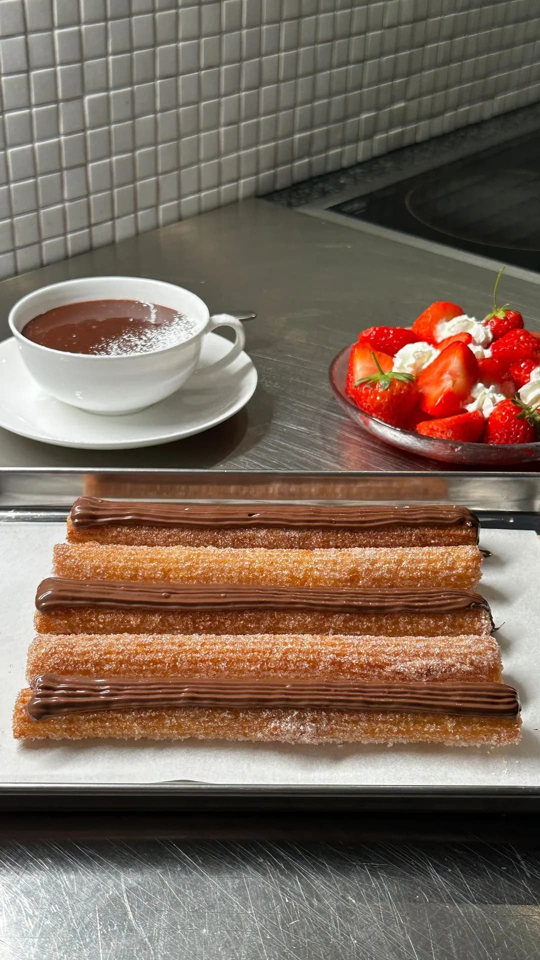 Picture for Nutella Churros with Strawberries and Cream